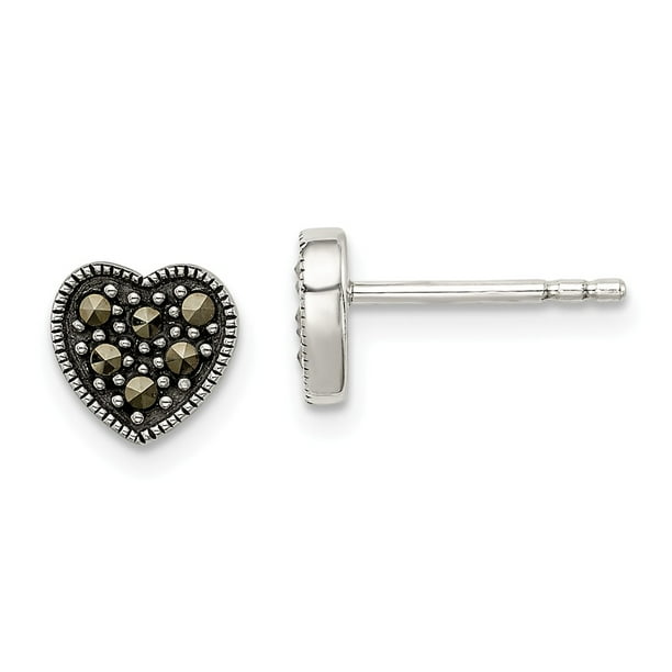 Garnet Heart 925 Sterling Silver Earrings Dangle Marcasite Mother Christmas Gift Garnet Heart 925 Sterling Silver Earrings Dangle Marcasite Mother Christmas Gift